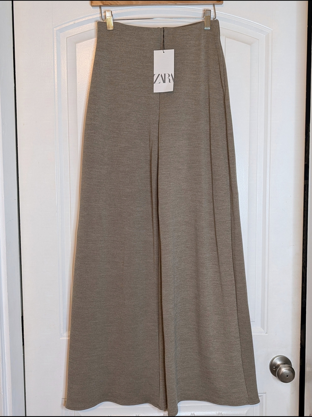 Zara Taupe Brown Knit Wide Leg Pants